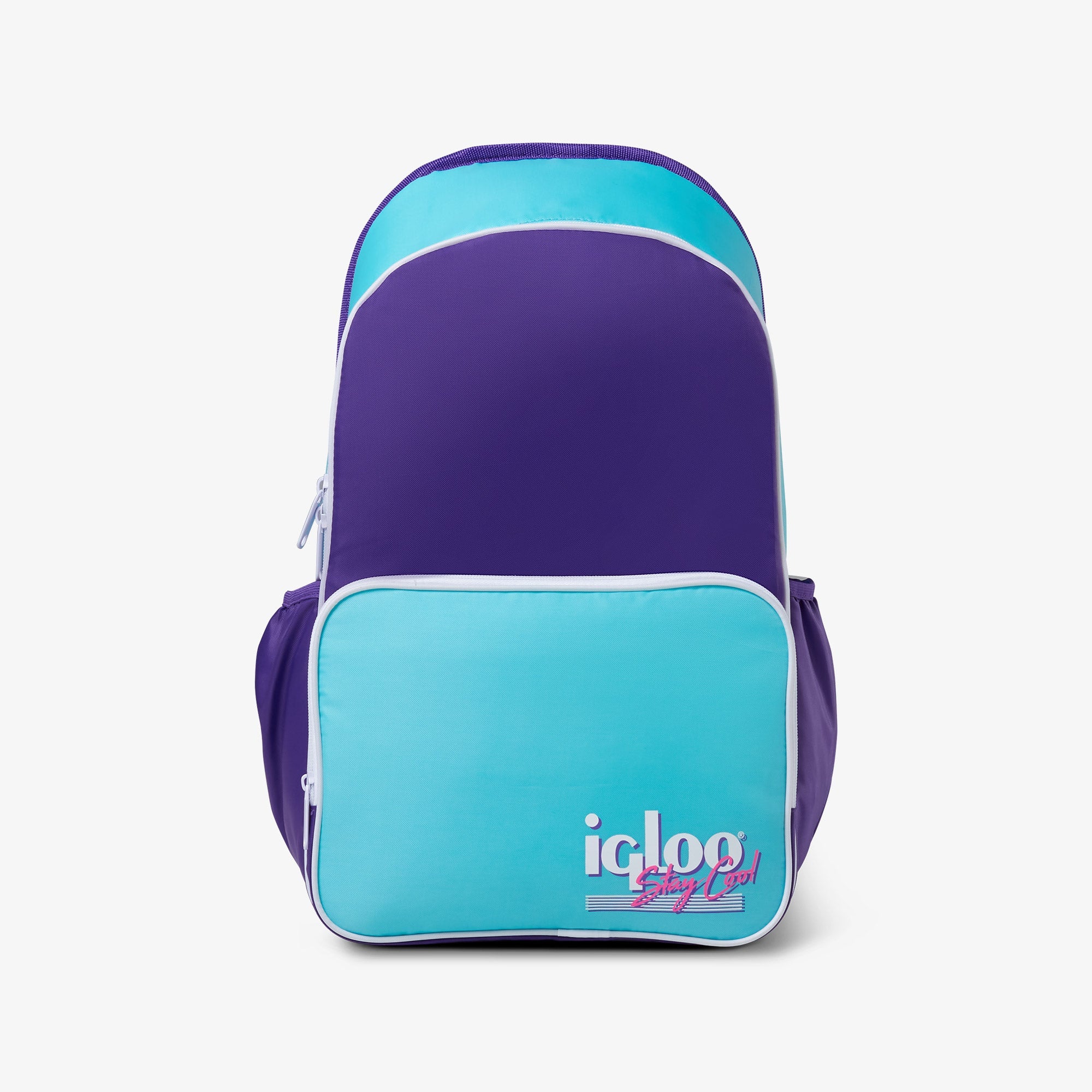 Retro Backpack Cooler - Purple - Front View