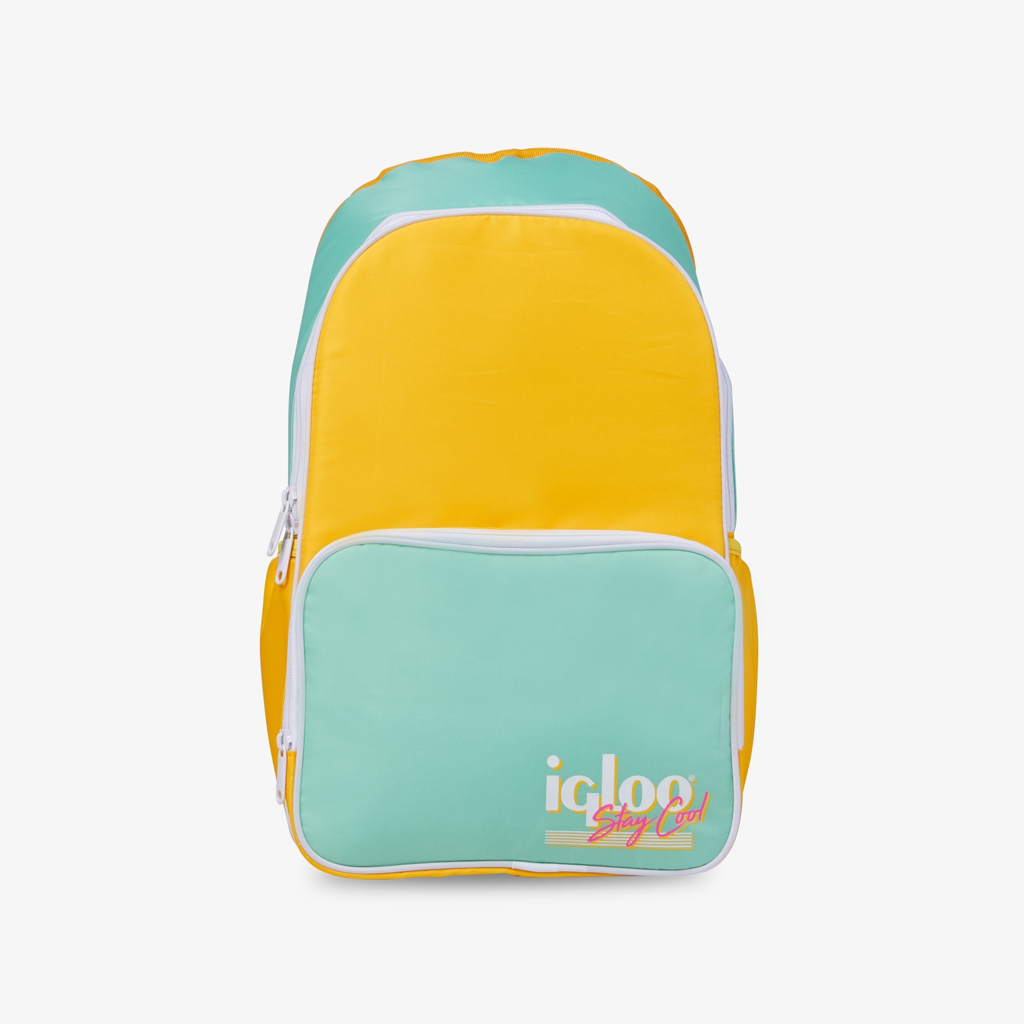 Retro Backpack Cooler - Yellow - Front View