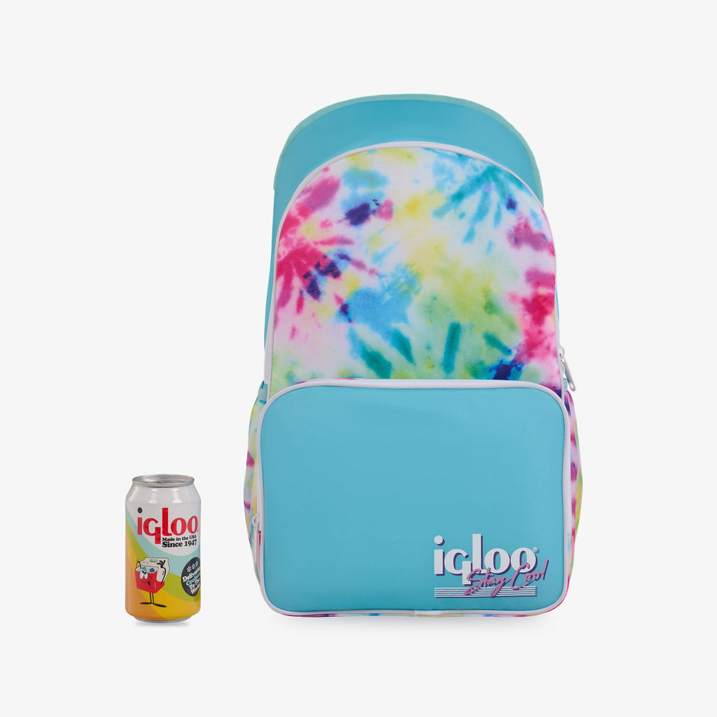 Retro Backpack Cooler - Tie-Dye - Size View