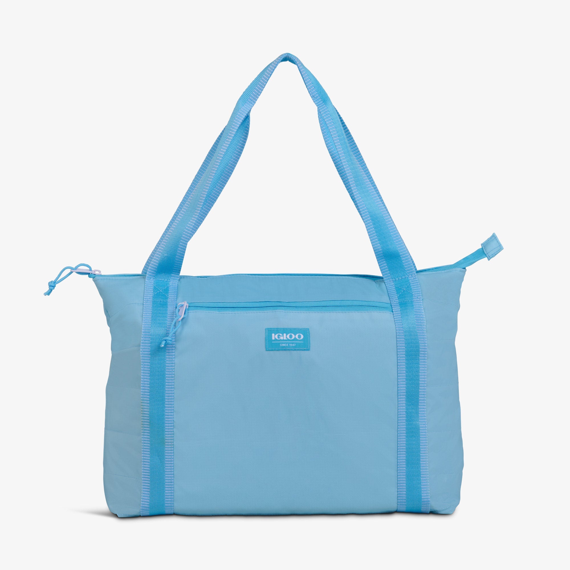 Packable Puffer 20-Can Cooler Bag - Powder Blue - Front View