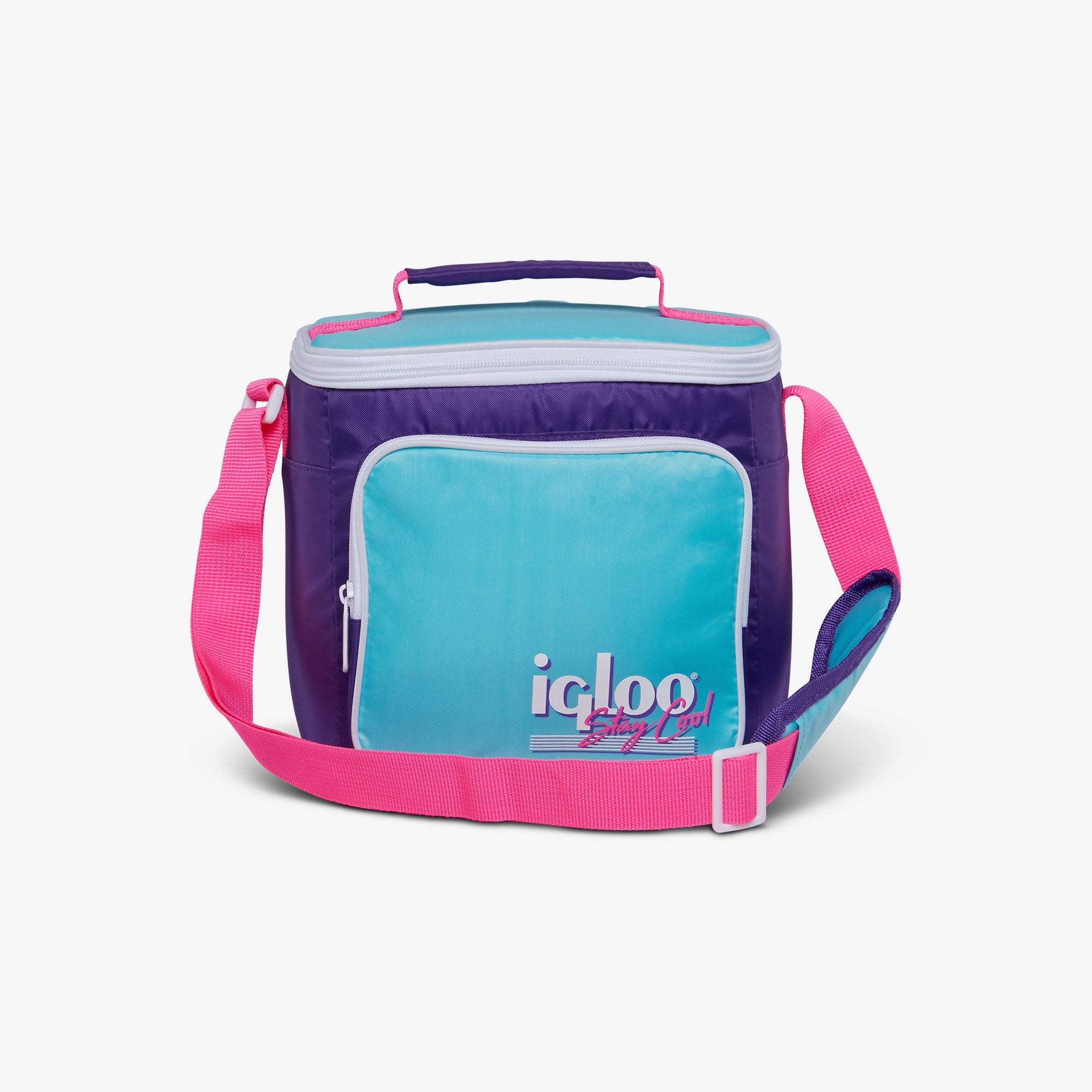 Retro Square Lunch Bag - Purple - Front View
