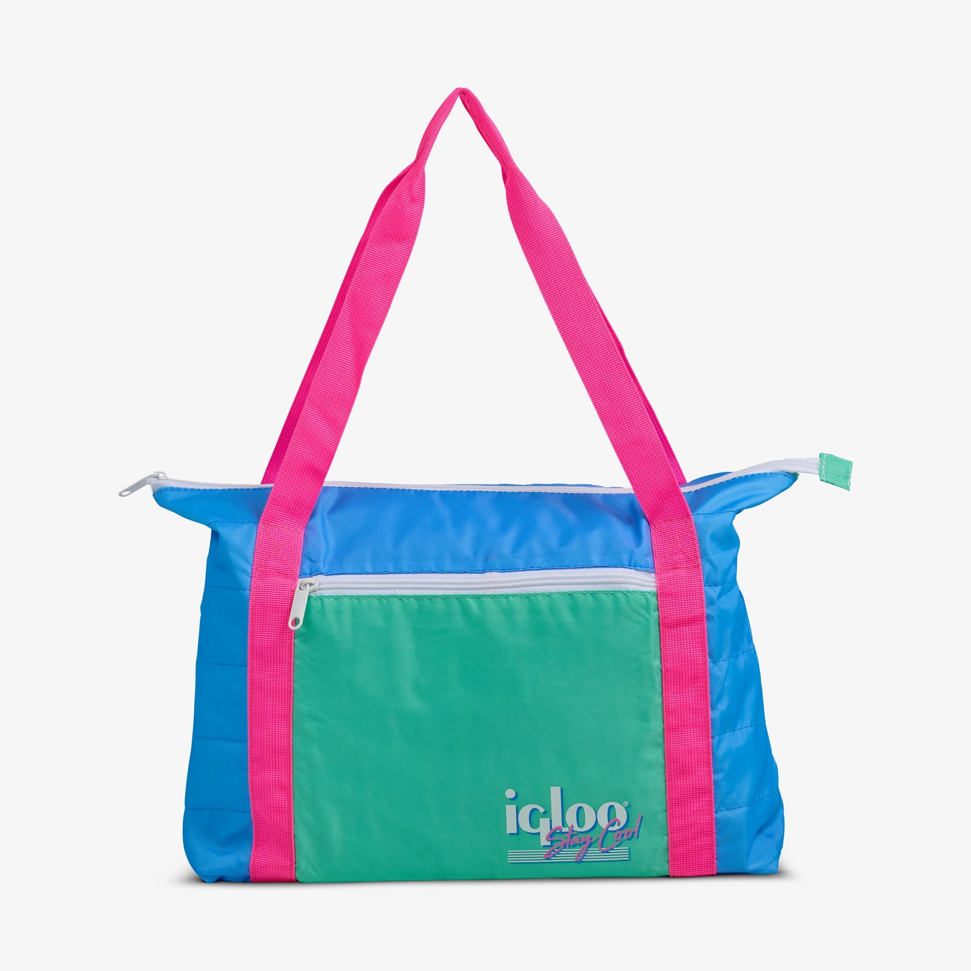 Retro Packable Puffer 20-Can Cooler Bag - Carolina Blue - Front View