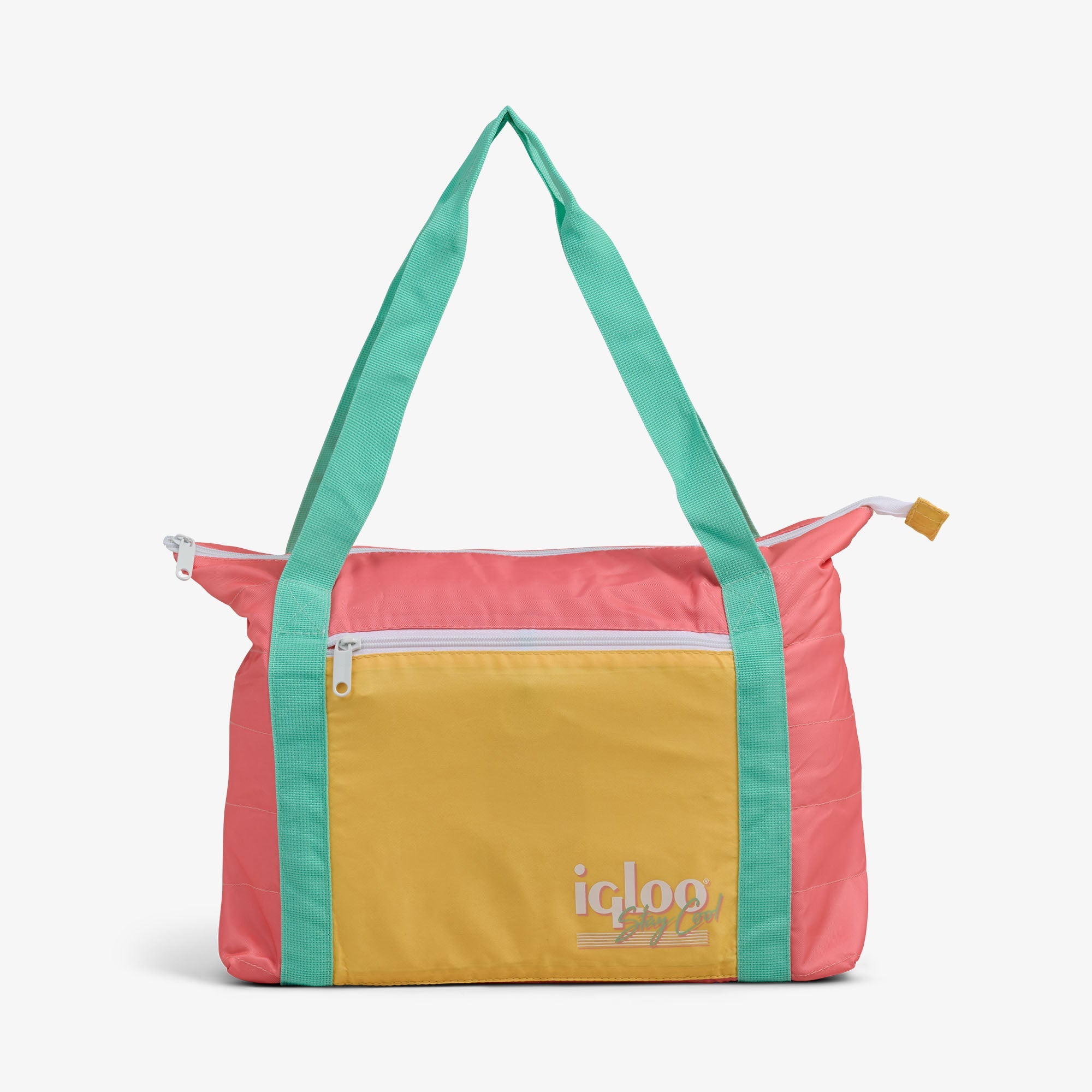 Retro Packable Puffer 20-Can Cooler Bag - Flamingo - Front View