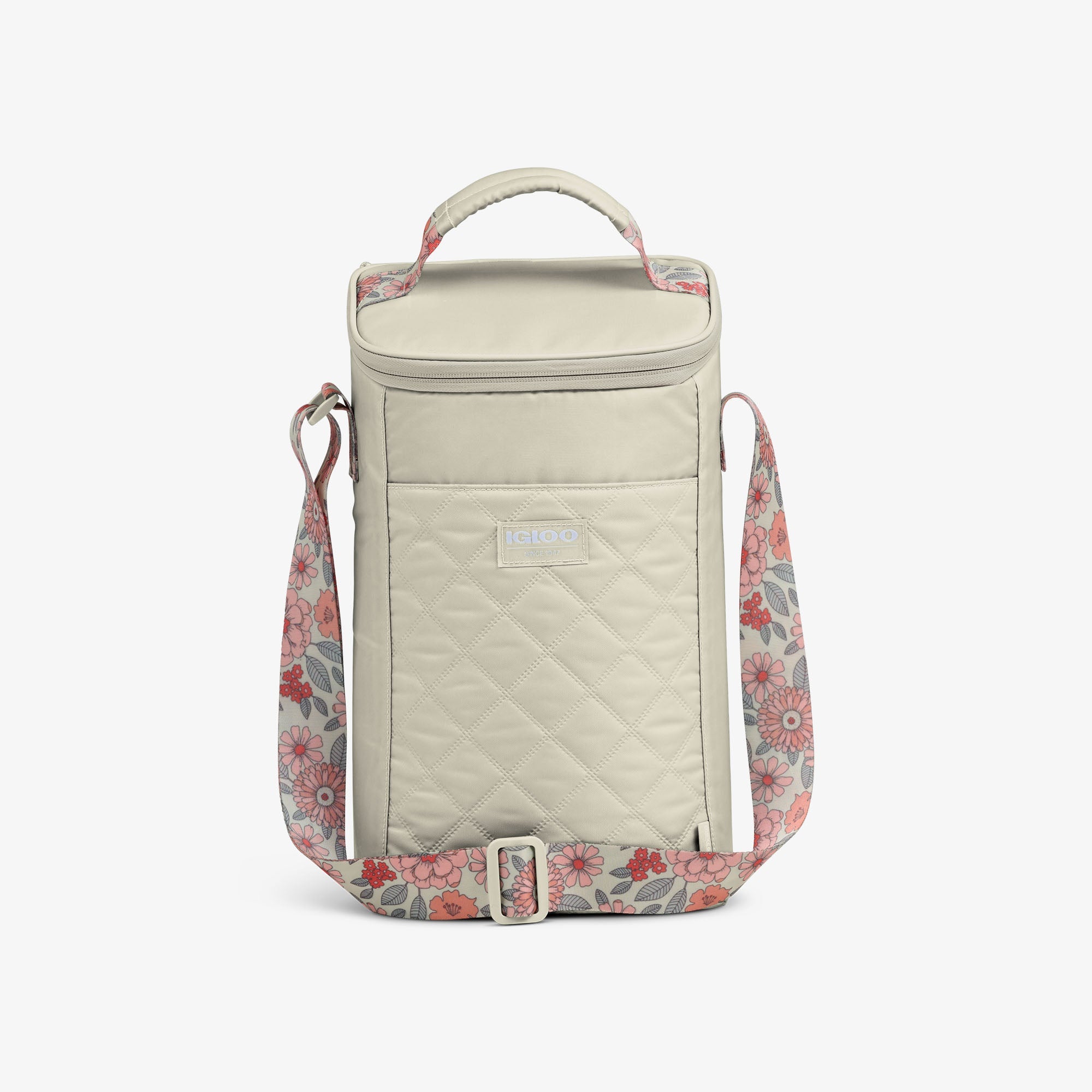 Floral MaxCold® DUO Vertical Crossbody Cooler Bag - Linen - Product View