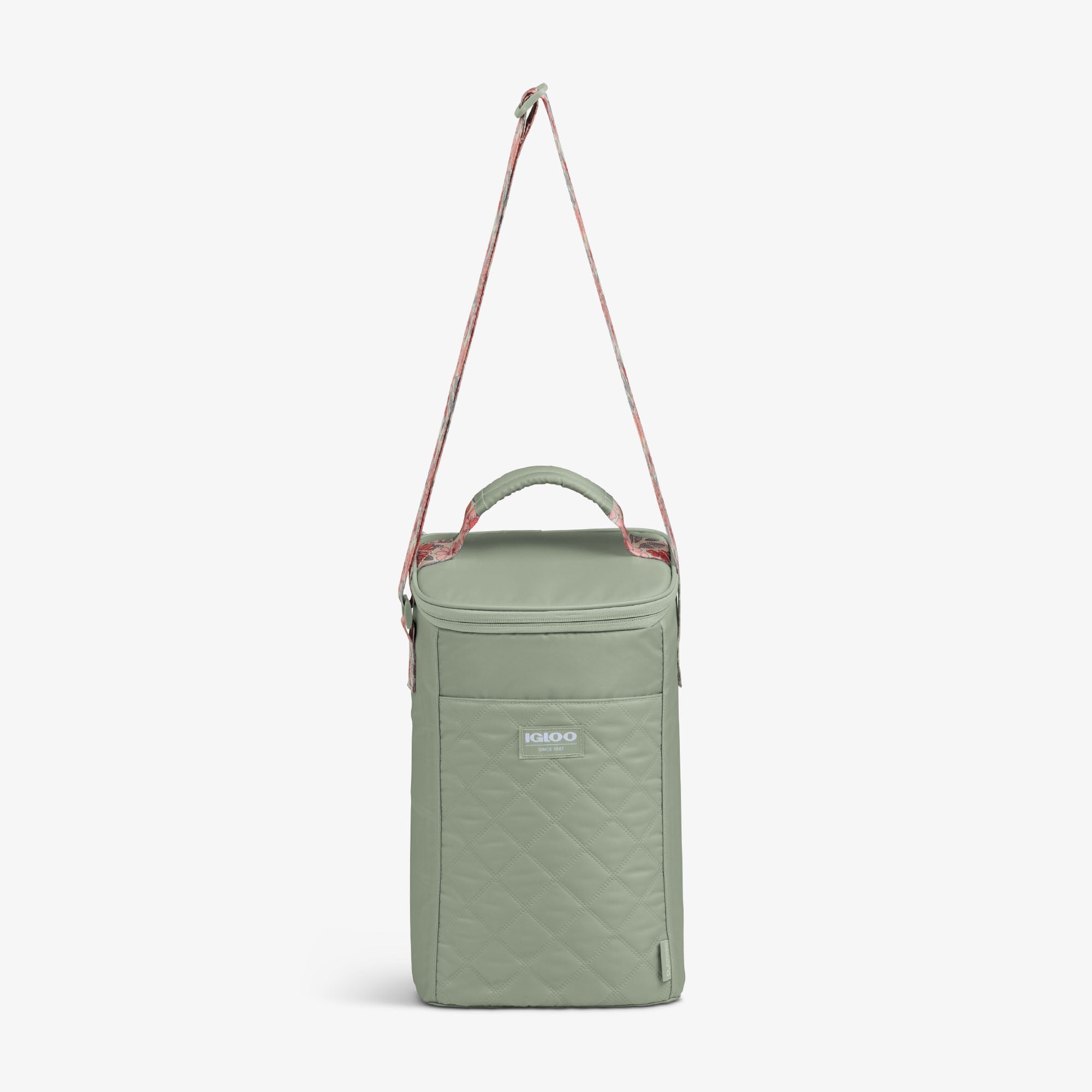 Floral MaxCold® DUO Vertical Crossbody Cooler Bag - Sage - Strap View