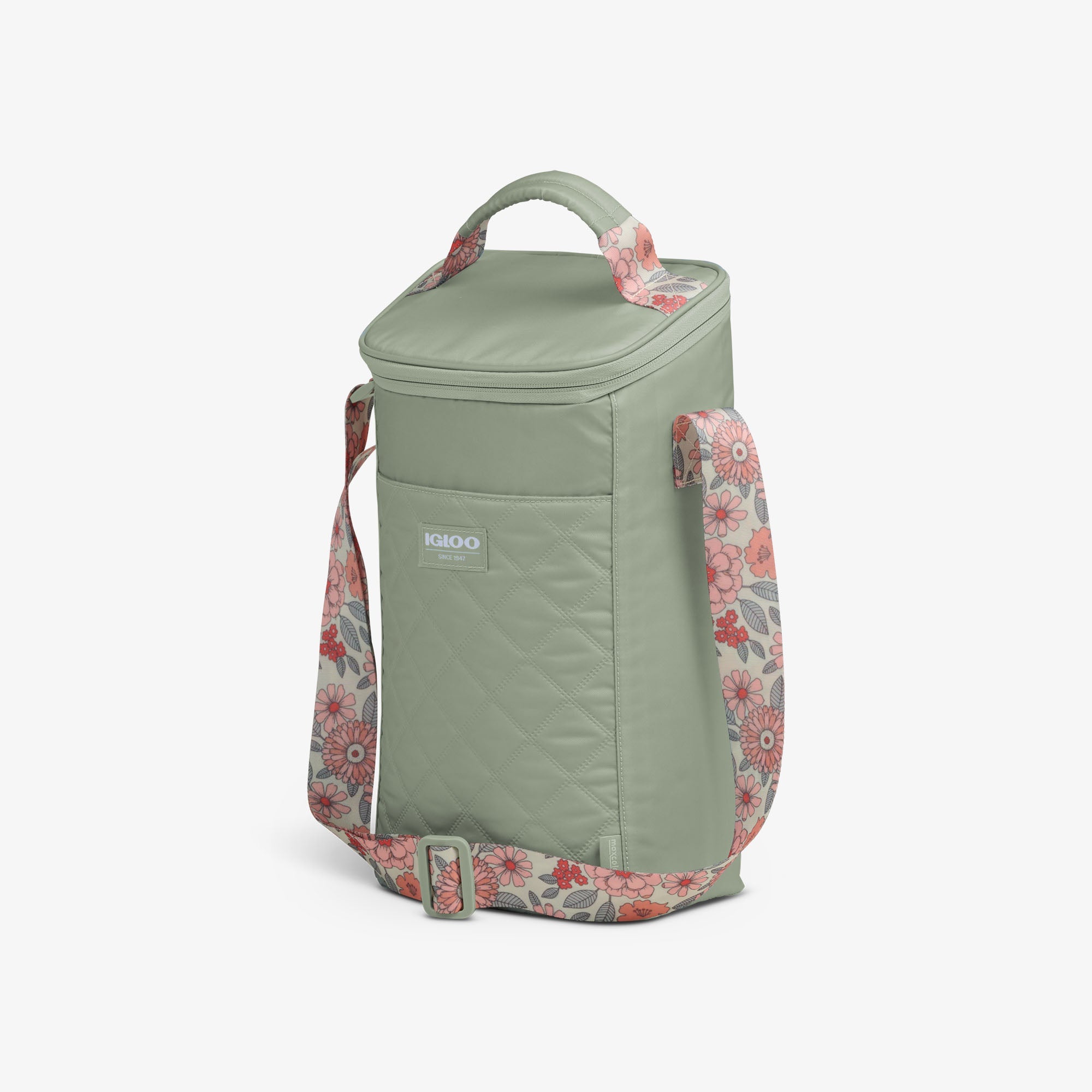 Floral MaxCold® DUO Vertical Crossbody Cooler Bag - Sage - Product View