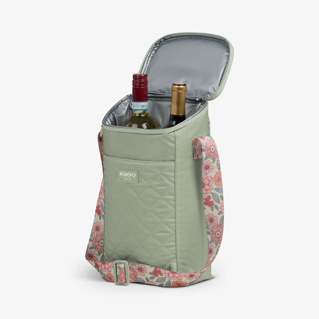 Floral MaxCold® DUO Vertical Crossbody Cooler Bag - Sage - Product View