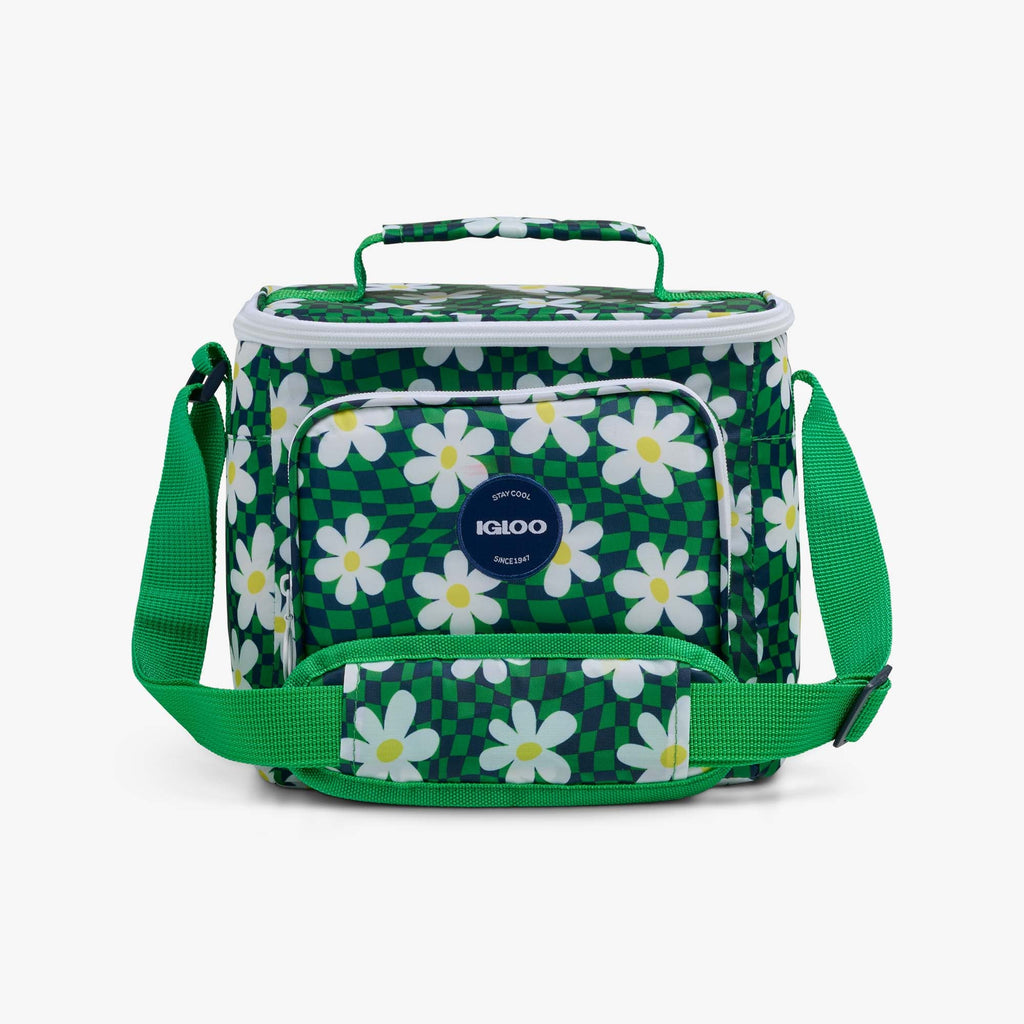 Retro Square Lunch Bag - Psychedelic Daisy - Front View