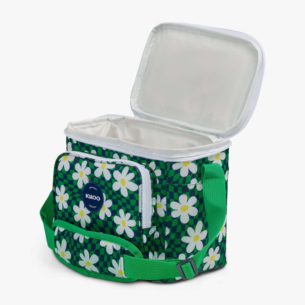 Retro Square Lunch Bag - Psychedelic Daisy - Open View