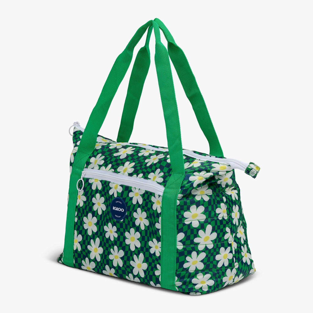 Retro Packable Puffer 20-Can Cooler Bag - Psychedelic Daisy - Product View