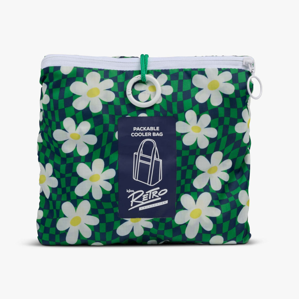 Retro Packable Puffer 20-Can Cooler Bag - Psychedelic Daisy - Product View