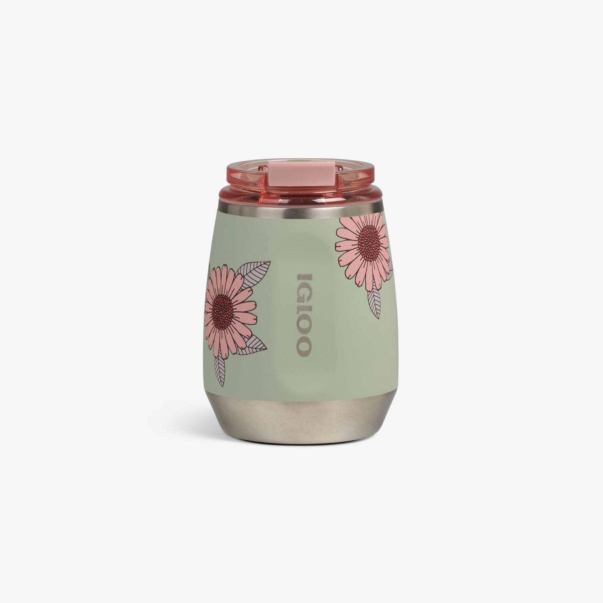 Floral 10 Oz Wine Tumbler - Sage - Front View