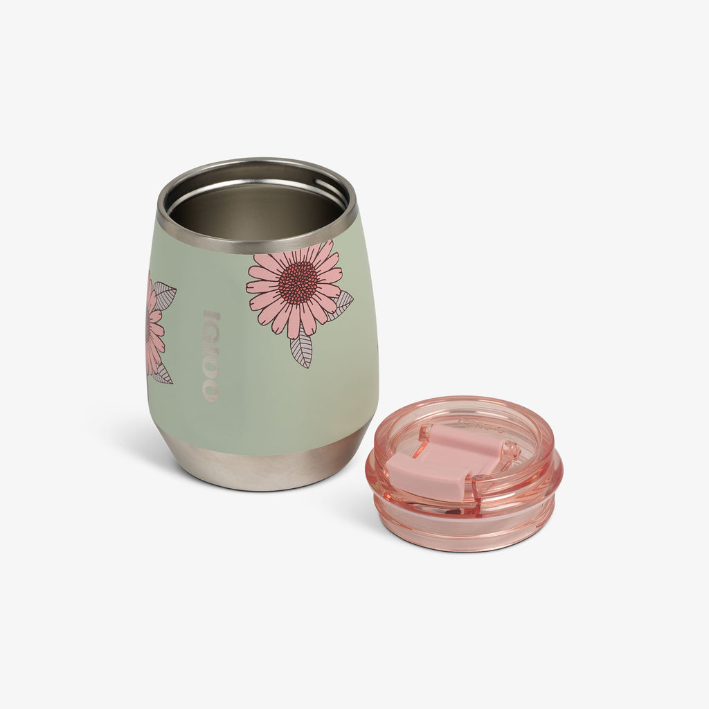 Floral 10 Oz Wine Tumbler - Sage - Open View