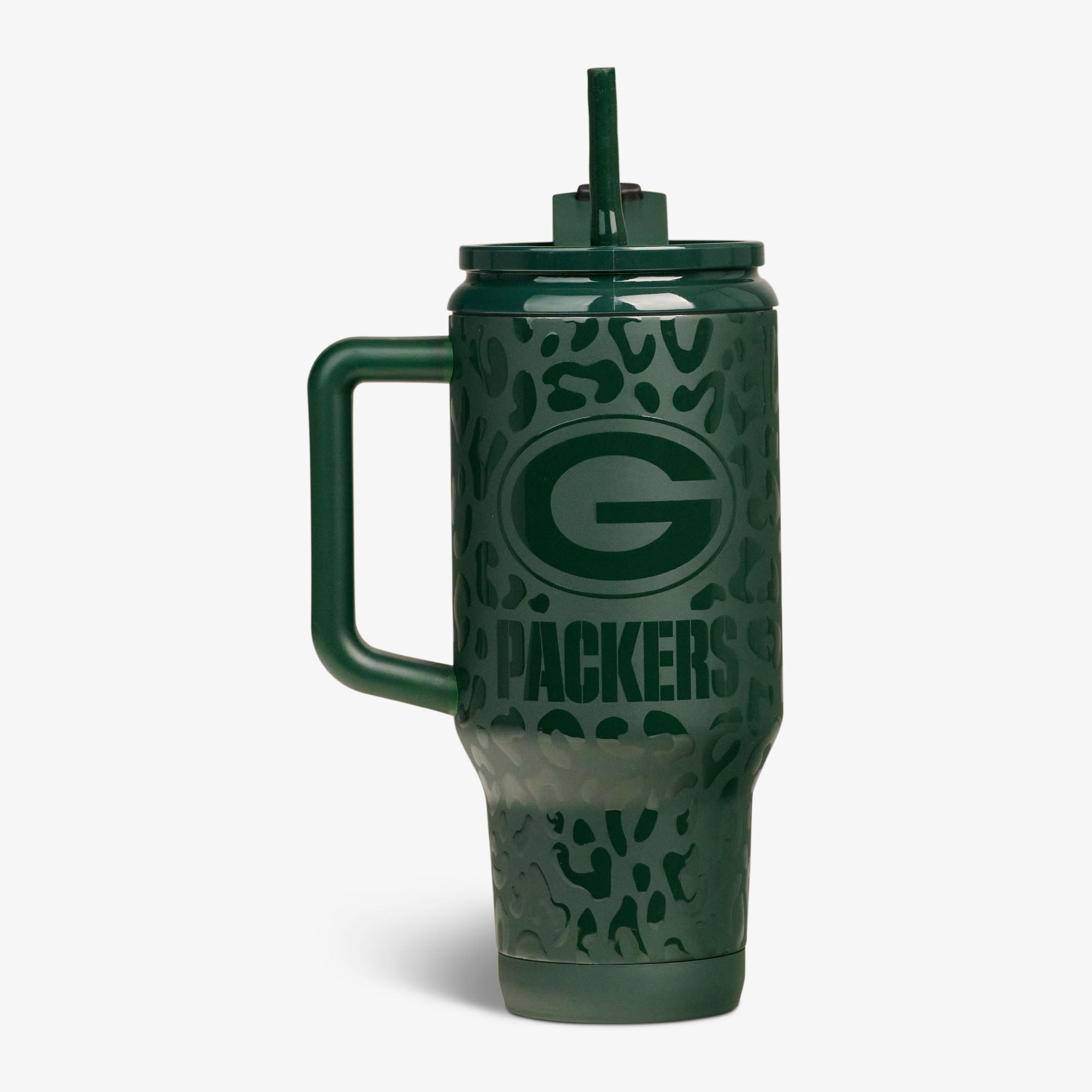 NFL 32 Oz Leopard Flip ‘n’ Sip Travel Mug - Packers - Product View