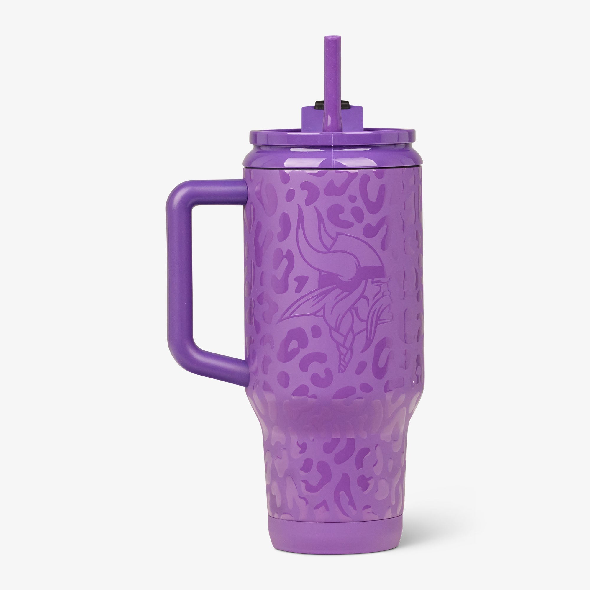 NFL 32 Oz Leopard Flip ‘n’ Sip Travel Mug - Vikings - Product View