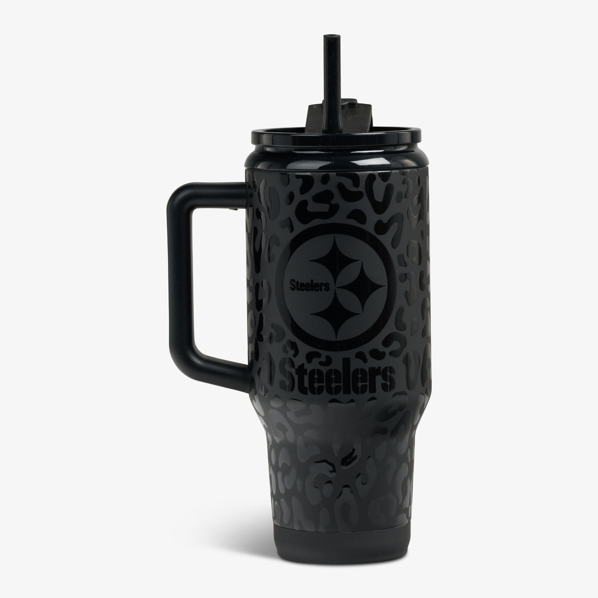 NFL 32 Oz Leopard Flip ‘n’ Sip Travel Mug - Steelers - Product View