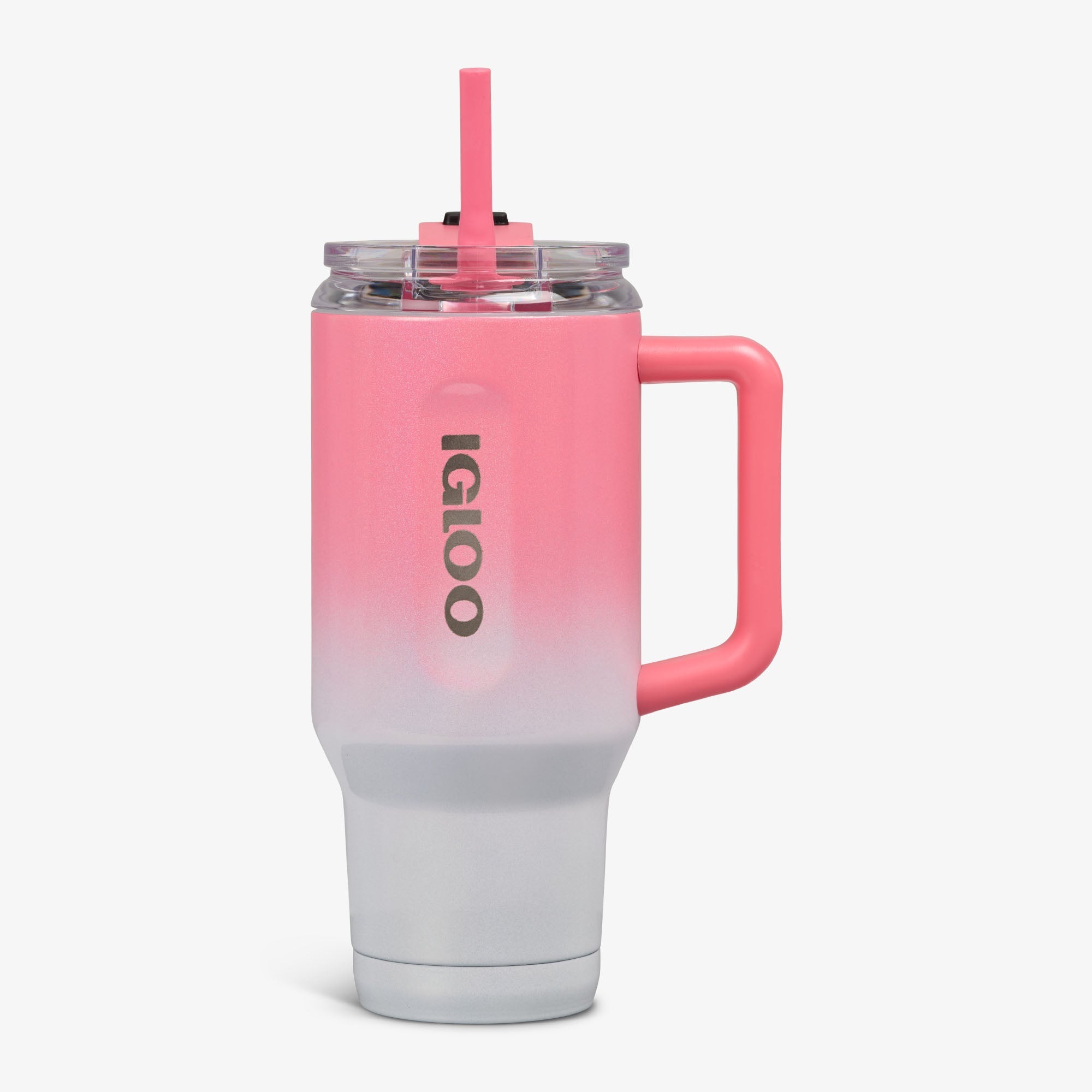32 Oz Flip ‘n’ Sip Travel Mug - Gradient Pink - Strap View