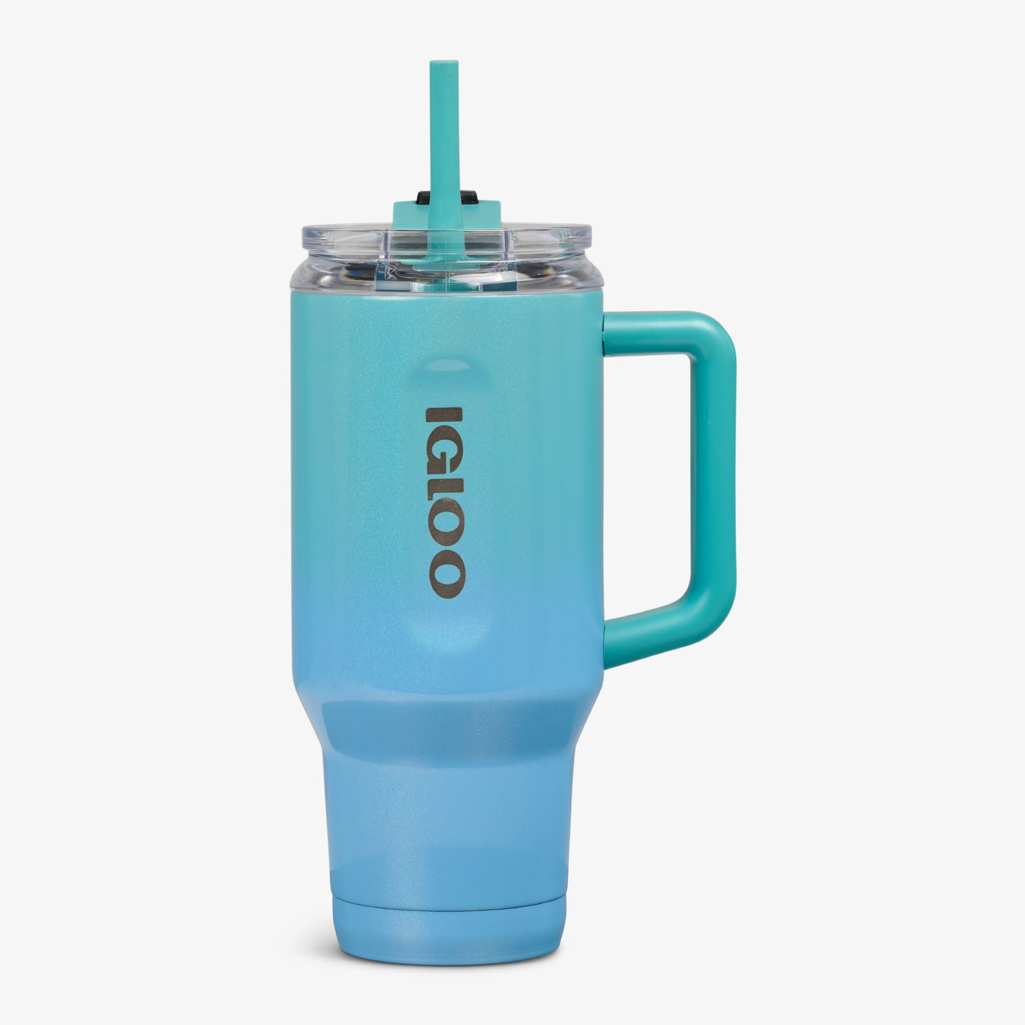 32 Oz Flip ‘n’ Sip Travel Mug - Gradient Teal - Strap View