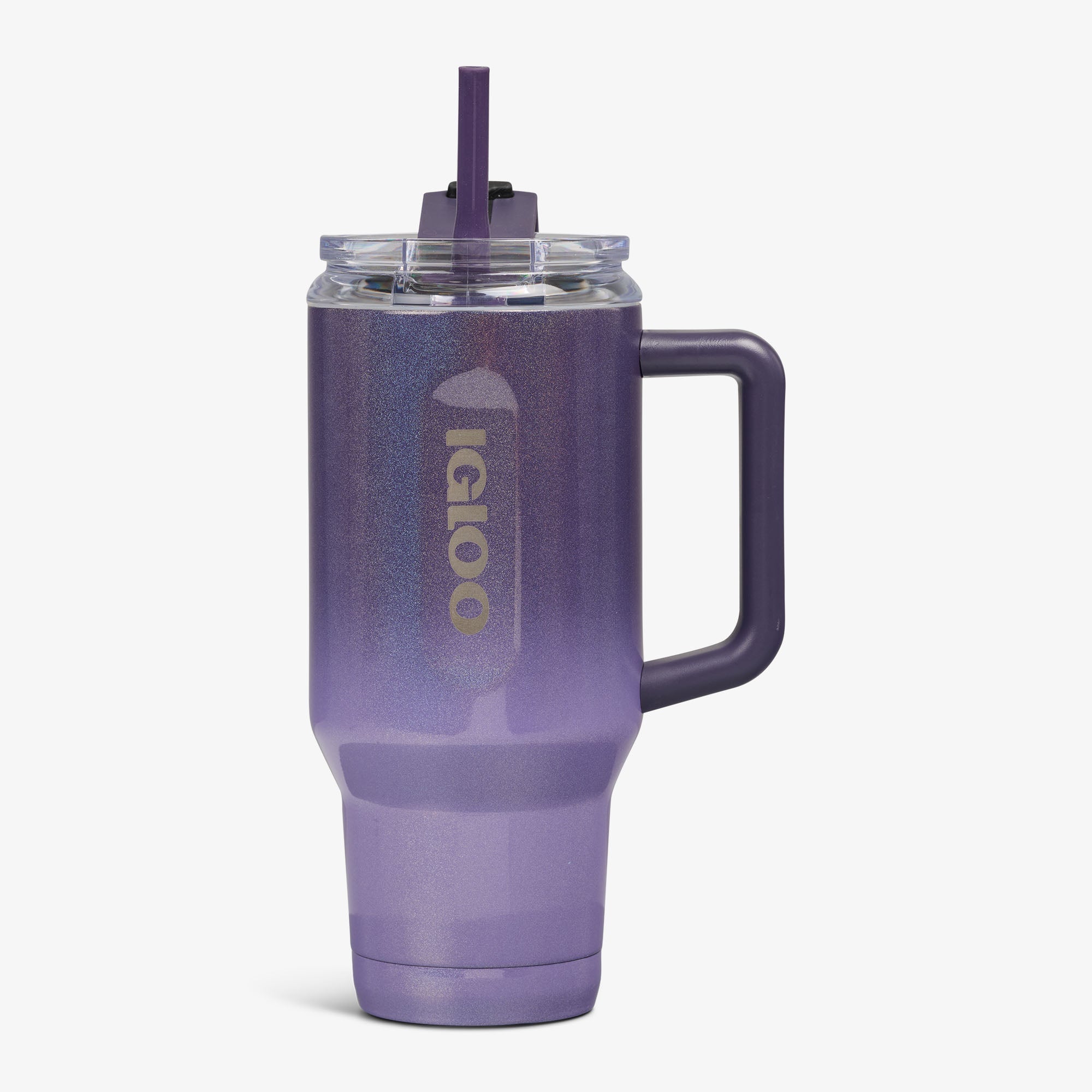 32 Oz Flip ‘n’ Sip Travel Mug - Gradient Grape - Strap View