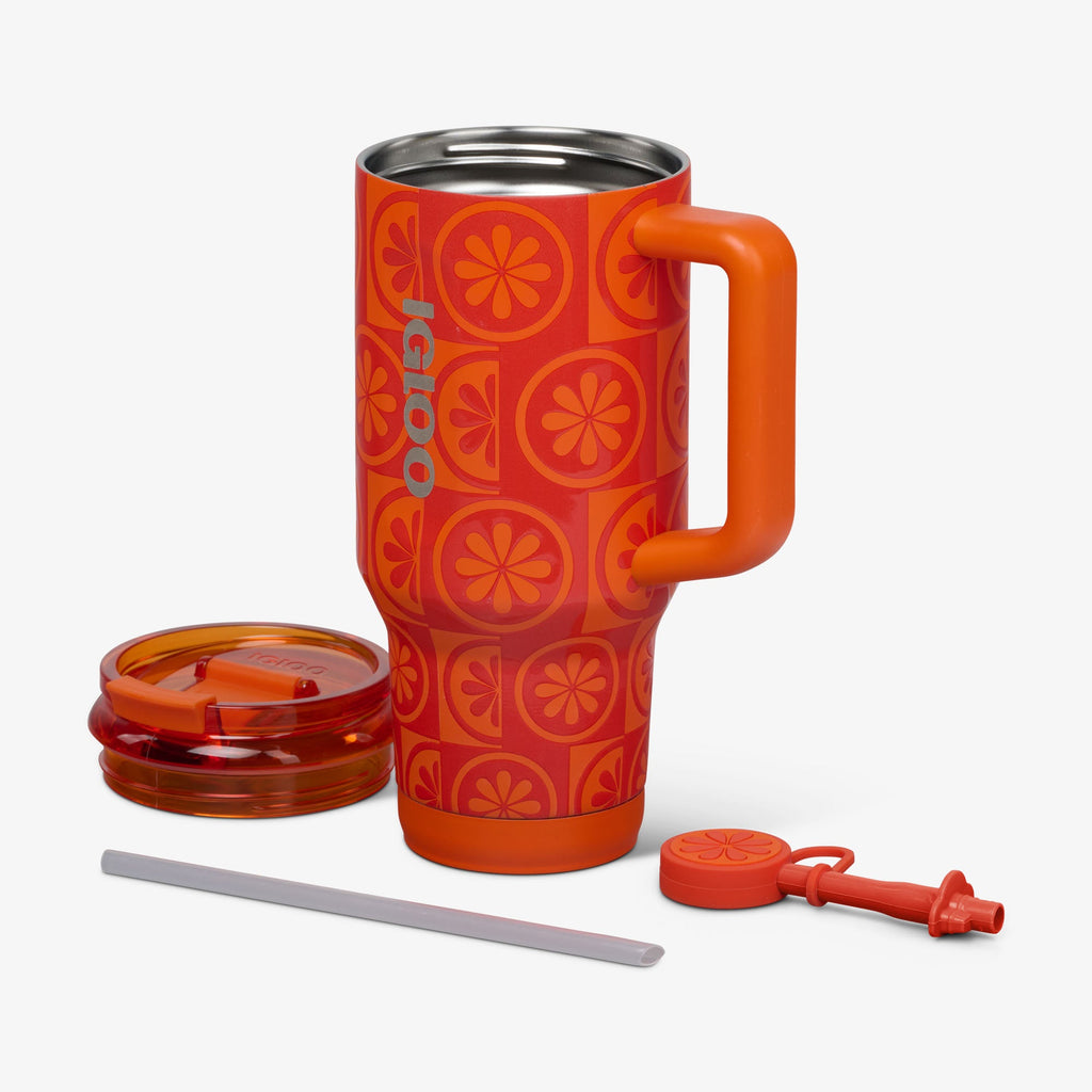 32 Oz Flip ‘n’ Sip Travel Mug - Orange - Open View