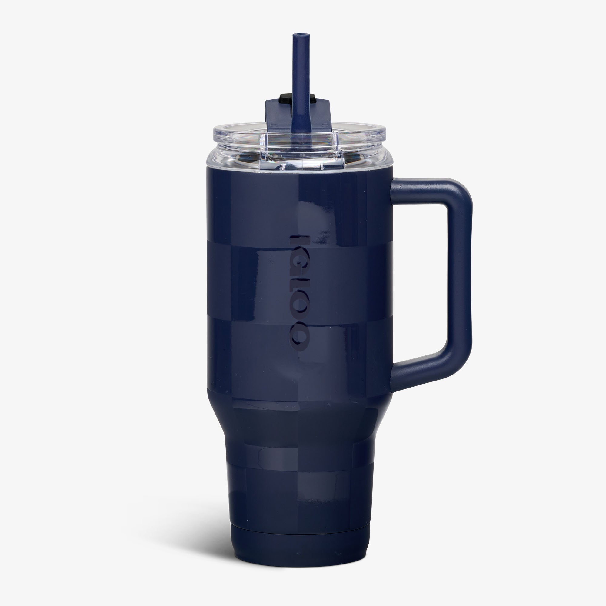 32 Oz Flip ‘n’ Sip Travel Mug - Navy Check - Front View