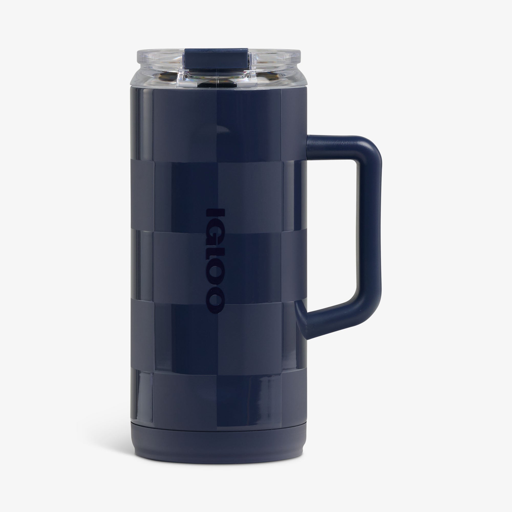 1L Beer Mug - Navy Check - Front View