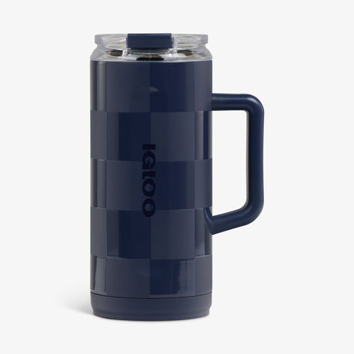 1L Beer Mug - Navy Check - Front View