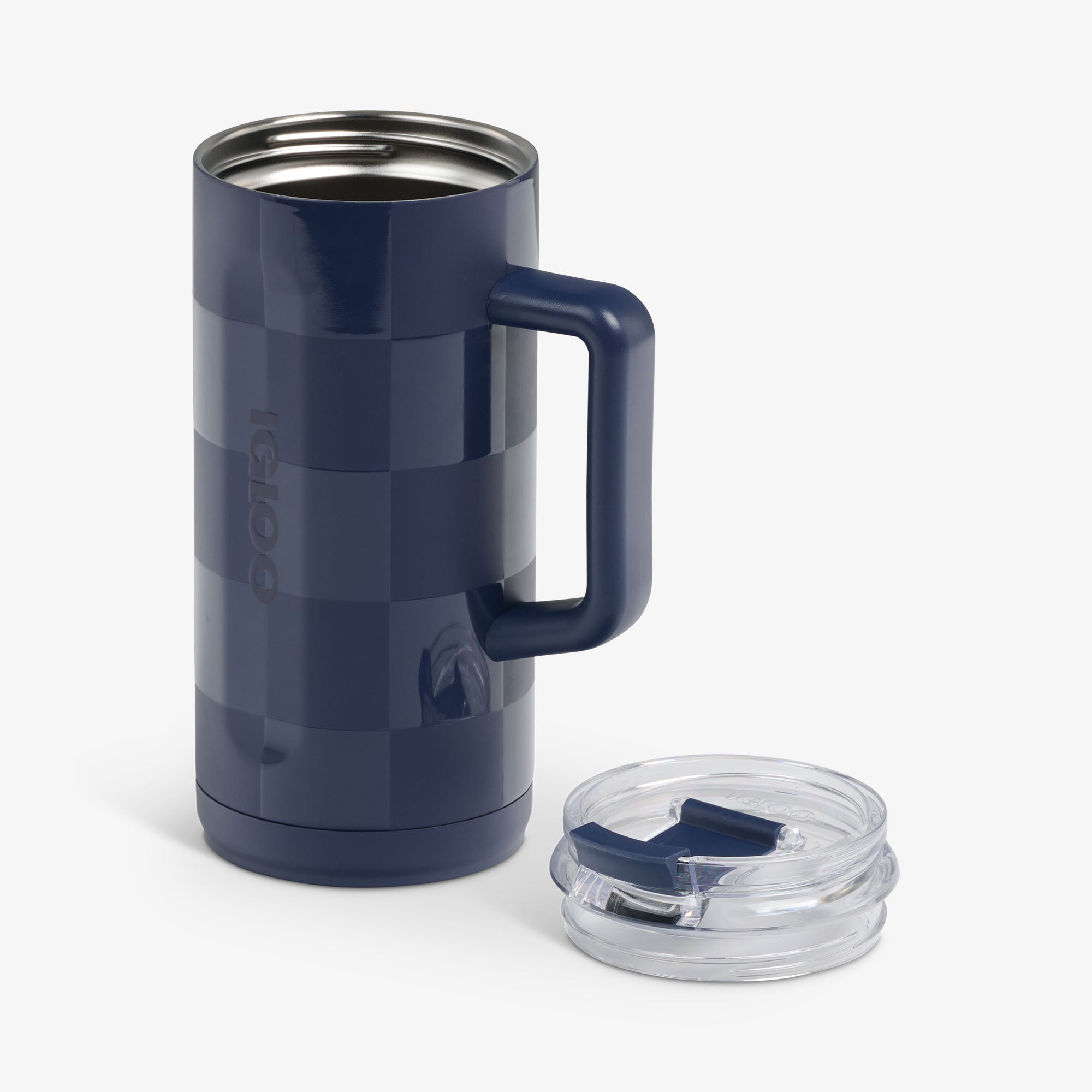 1L Beer Mug - Navy Check - Open View
